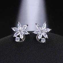 Emmaya Cristallo di Modo Bianco Fata Fiore Della Vite Prigioniera di Zircon Orecchini Semplice Cubic Zirconia Per Le Donne Fresco Regali di Festa di Nozze