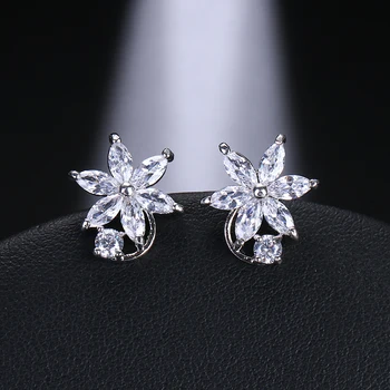 

Emmaya Fashion Crystal White Flower Fairy Stud Zircon Earrings Simple Cubic Zirconia For Women Fresh Party Gifts Wedding