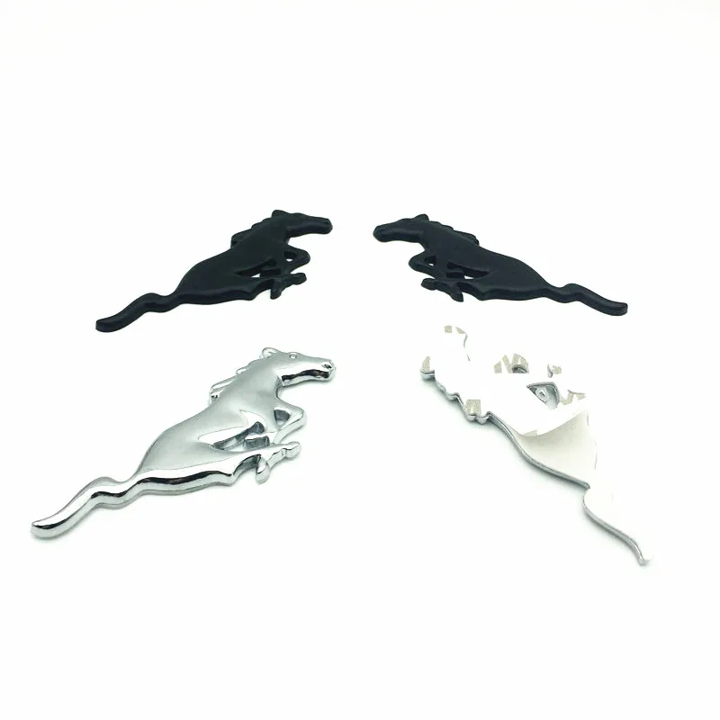 

FDIK 2PCS/set Metal Chrome Car Styling Running Horse Emblem Badge For Ford Mustang Shelby GT Rear Trunk Decor Sticker