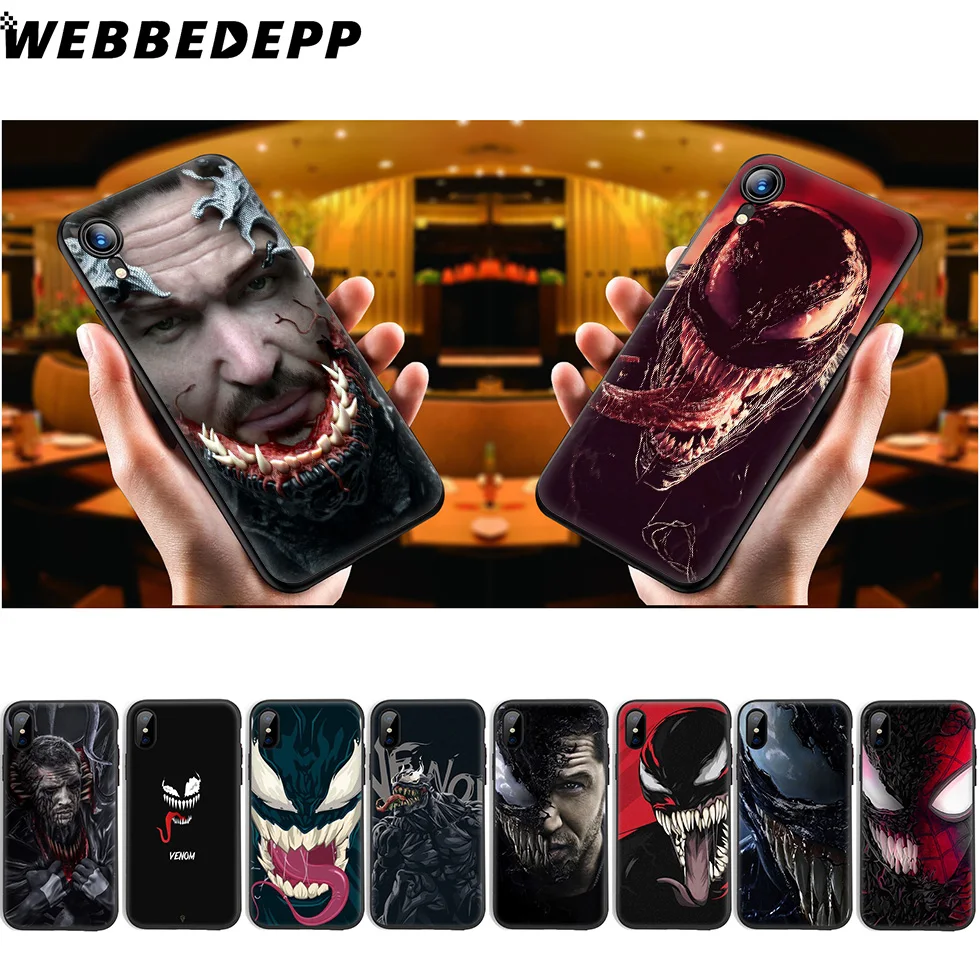 Мягкий силиконовый чехол WEBBEDEPP Mavel Venom для iPhone 11 Pro Xr Xs Max X или 10 8 7 6 6S Plus 5 5S SE Case |