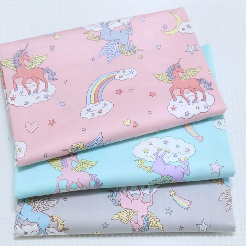 ZY DIY Pretty 50x160 см 3 вида цветов мультяшный Единорог Лошадь напечатанная хлопковая
