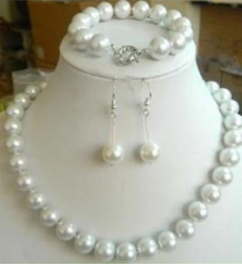 

FREE SHIPPING HOT sell new Style >>>>> Beautiful 10mm White Sea South Shell Pearl Round Beads Necklace Bracelet Earring