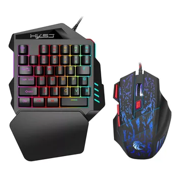 

VOBERRY HXSJ J50 Ergonomics Multicolor USB Wire Connection Backlight Single Hand Mouse Keyboard Game Set
