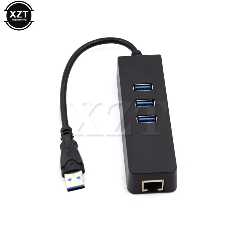 

1PCS 3 Port USB 3.0 Hub 10/100/1000 Mbps RJ45 Gigabit Ethernet LAN Wired Network High speed NEW
