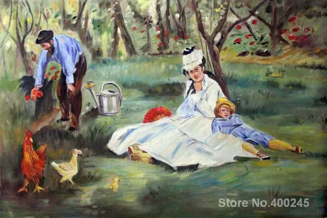 Art oil Painting The Monet Family in the Garden by Edouard