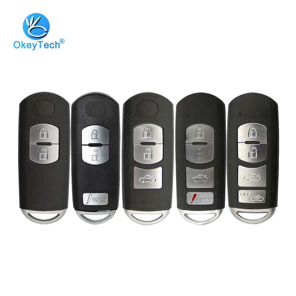 

OkeyTech Smart Key Card Shell Fob Cover for Mazda 3 6 CX-5 CX-3 Axela Atenza Red Battery Clip with Emergency Insert Blank Blade