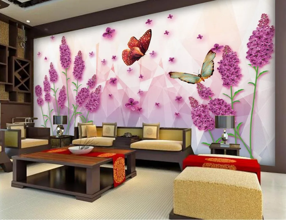 customized wallpaper for walls custom 3d wallpaper Lavender flower back