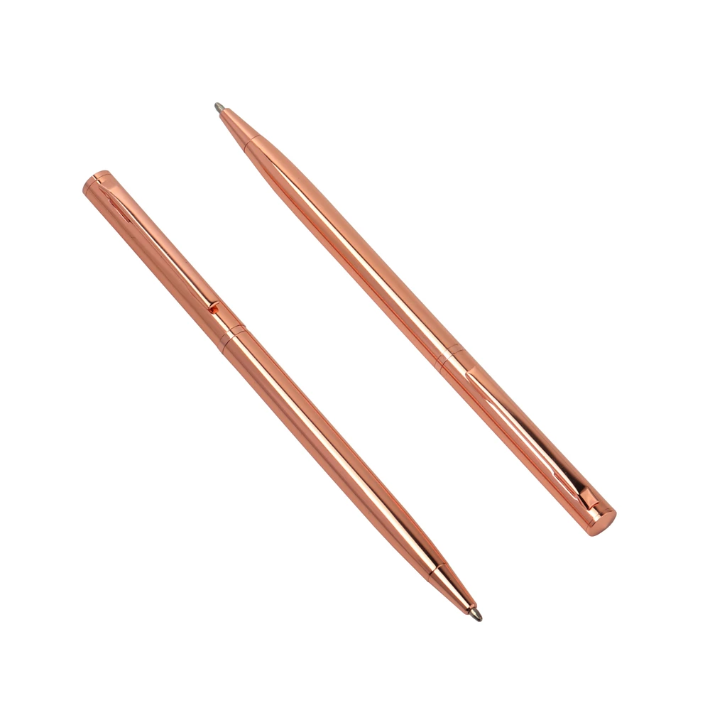 12PCS/LOT Wholesale Unisex Rose Gold Ball point Pen Stainless Steel Rod
