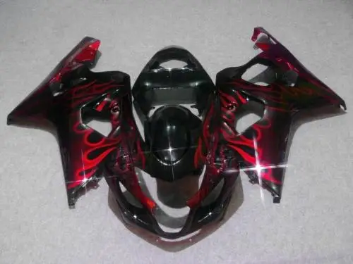 Обтекатель для мотоцикла набор SUZUKI GSXR600 750 K4 04 05 GSXR 600 2004 2005 ABS Red flames black + 7 подарков