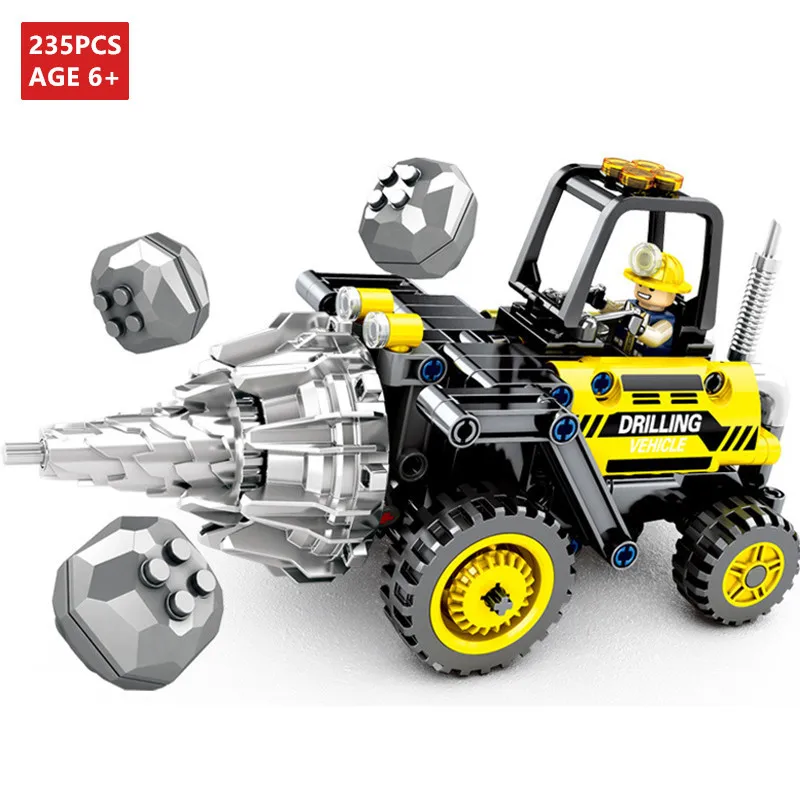 

235Pcs City Engineering Drilling Vehicle Roller Truck Building Blocks Sets Compatible LegoINGLs Technic Bricks Toys for Children