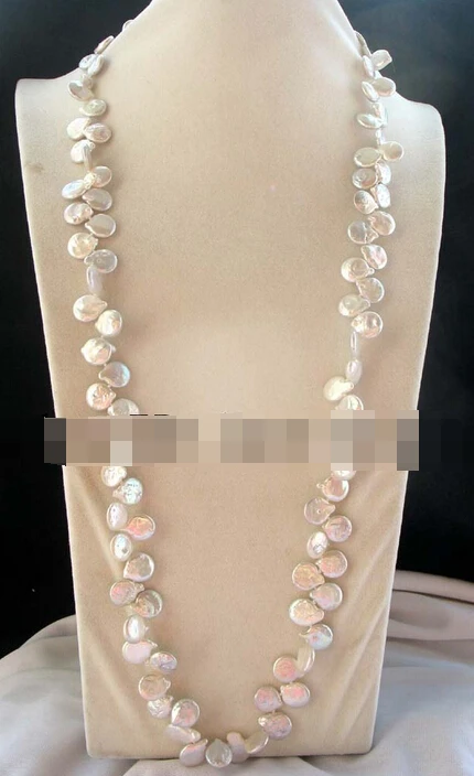 

huij 004903 freshwater pearl white coin necklace 30" nsture