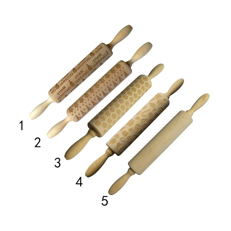 

2019 New Christmas Rolling Pin Engraved Rolling Pin Embossed Rolling Pin for Christmas Tree Print/Santa Claus/Snowflake