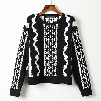 

New autumn/winter round collar bump color restoring ancient ways jacquard sweater + long chiffon skirts suits female E1205