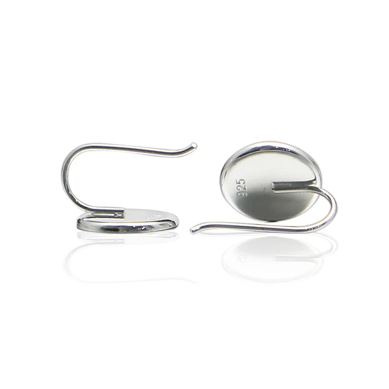 Beadsnice 925 Стерлинговое Серебро 12 мм серьги крючок французские серьги заготовки под кабошон лоток ювелирных изделий для женщин ID36316