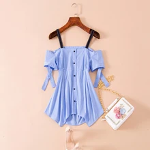 HIGH QUALITY Newest 2018 Designer Blouse Women’s Spaghetti Strap Blouse Shirt Tops