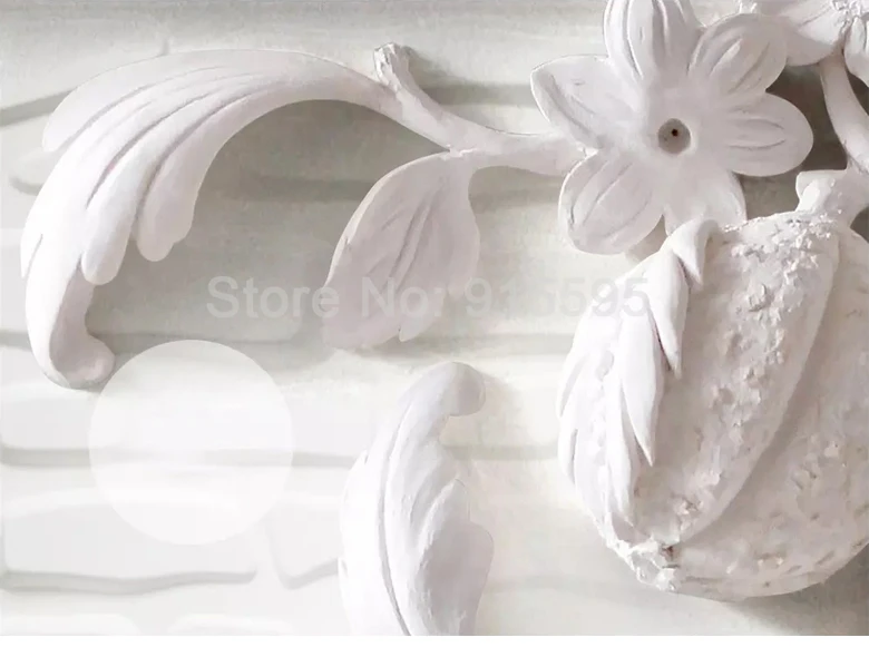 Пользовательские фото обои Европейский Стиль 3D тиснение белый цветок художественная роспись стены для гостиной вход стены домашний декор