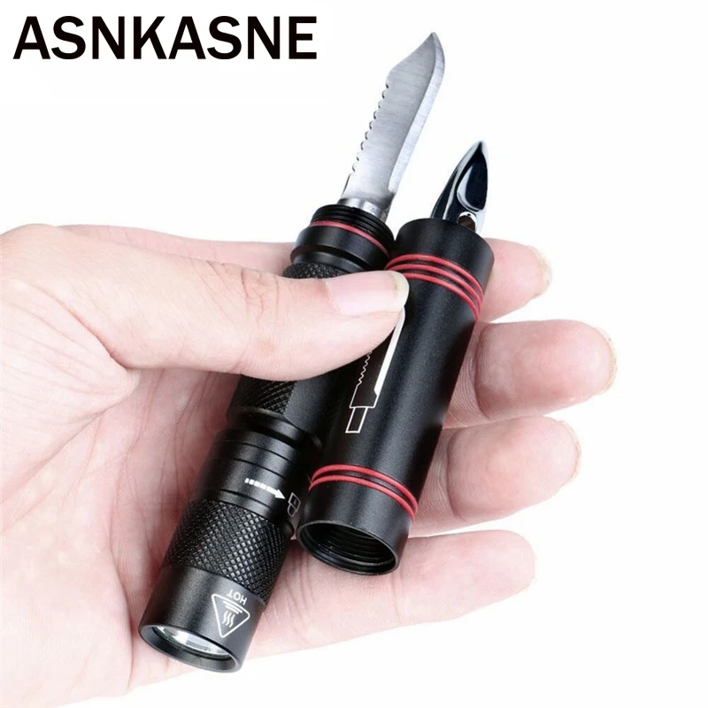 

Mini Portable Multifunction XPE LED Flashlight 1000 LM Waterproof Camping Pen Light With Protection Function Knife Torch