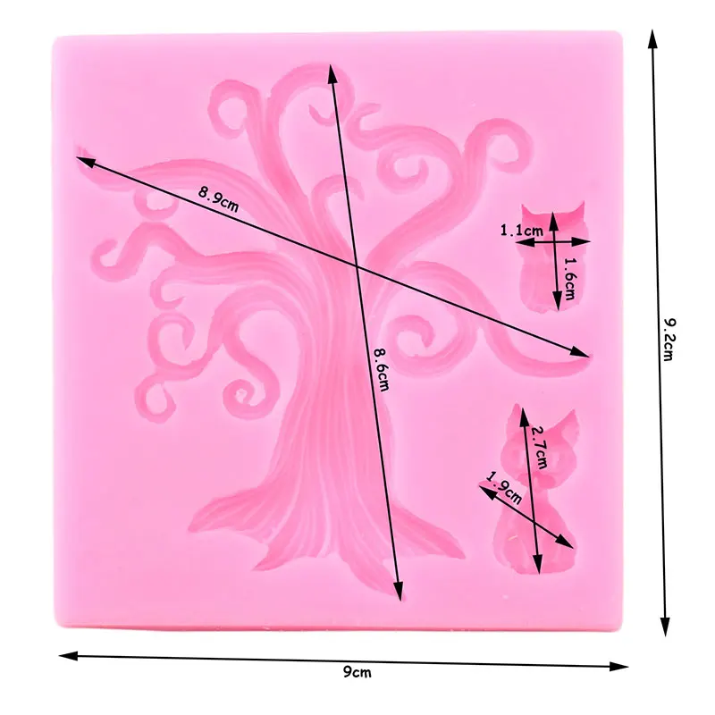 3D Искусство Хэллоуин Дерево силиконовая форма в виде кота Совы украшения торта помадка форма кекс выпечки Fimo глина конфеты форма для шоколадной мастики