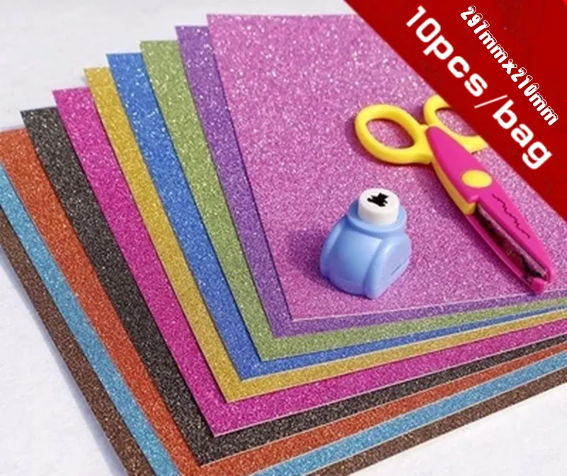 

10pcs Flash Powder Cardboard Paper Handcraft Glitter Crafts Paper Sheets DIY Xmas Decoration Children's Toy jc01