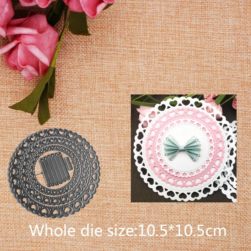 

Round Frame Heart Border Craft Metal Cutting Dies Scrapbooking Album DIY Paper Card Craft Embossing Die Cuts 10.5*10.5CM