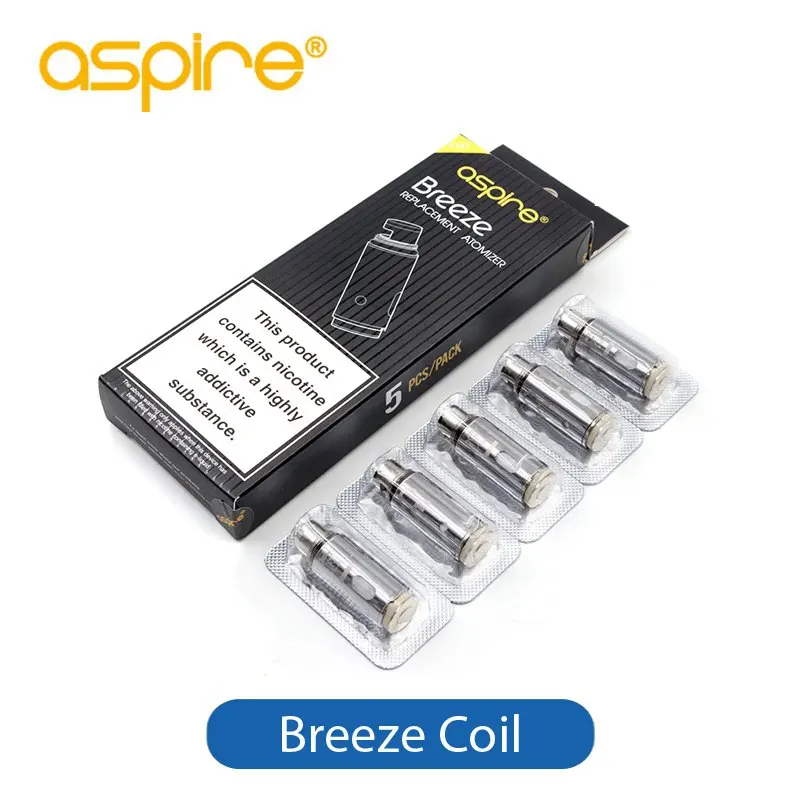 Aspire Breeze Оригинал катушки 0.6ohm 1.2ohm для Aspire Breeze комплект электронных сигарет Vape замена катушки распылителя 5 шт./упак