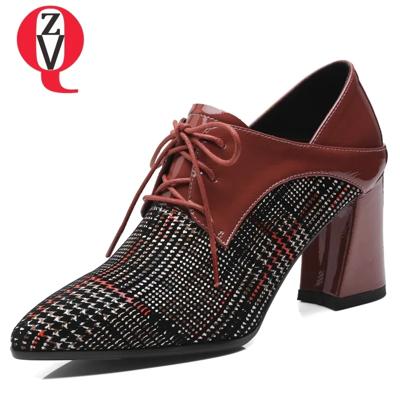 

ZVQ hot sale shoes women spring new fashion sexy pointed toe genuine leather work women pumps cross-tied super high heels shoes