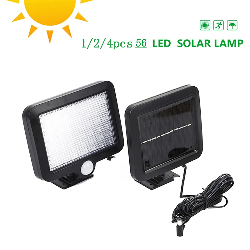 

56 LED Solar Power Light Split Type Motion Sensor Outdoor 1/2/4pcs LED Solar Wall Lamp Waterproof Energy Saving Garden Lamps