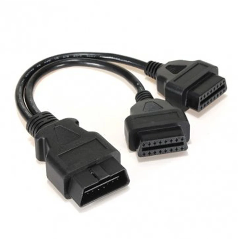 Новый 16 контактный Штекерный и двойной гнездовой Y кабель OBD2 OBDII разветвитель