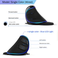 מחשב נייד Delux M618 פלוס ארגונומיה אנכית Wired עכבר 6 לחצנים 4000 DPI אופטי RGB אלחוטי Right Hand עכברים עבור מחשב נייד PC מחשב (5)