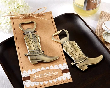 

Fast Delivery! 10pcs/lot Wedding Favor "Just Hitched" Cowboy Boot Bottle Opener Summer On Beach Wedding Party Favor Decor Gift