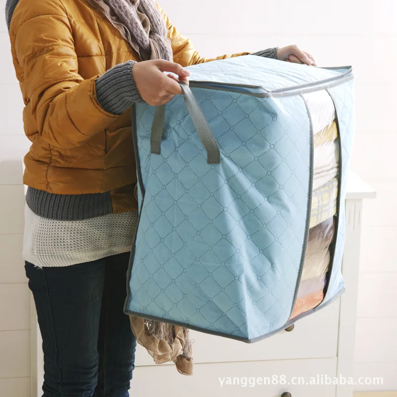 

Portable Clothes Storage Bag Organizer Folding Closet Non-woven fabric Organizer For Pillow Quilt Blanket Quilt Bag Organizer