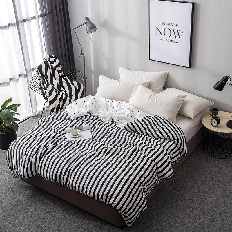 Simple Black White Stripe Duvet Cover Quilt Case 1pcs Bedding Soft