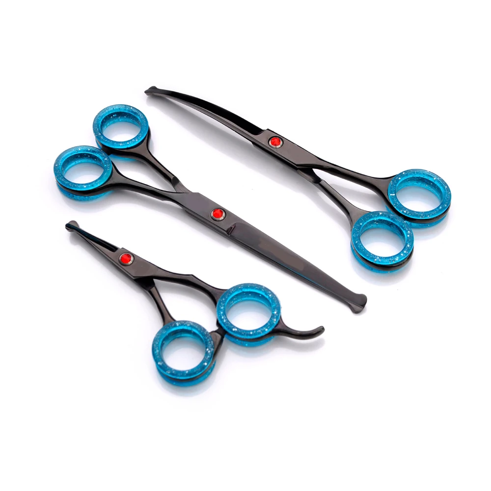 

3 PCS 4.5 6.5 inch Professional Cutting Curved Styling Tool Hair Scissors Set Stainless Steel Salon Hairdressing Shears barber