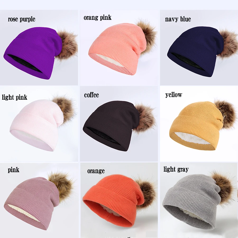 Girita Winter Women's knit hat fleece lined Hats crochet Skullies Beanies Pompon Fur Female Warm Caps The new listing (13)