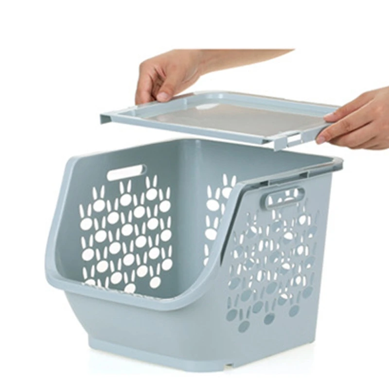 Кухонная корзинка для хранения, пластиковая многофункциональная полая корзина для овощей и фруктов с крышкой, корзина для хранения для органайзеров