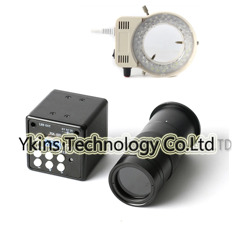 

2 in 1 USB VGA Output CCD CMOS Industrial Microscope Camera + HD 100X C-Mount Lens +56 LED Light