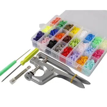 

360pcs/Set Button Fastener Snaps Press Pliers Hand Punching Tool T5 Resin Snap Buttons T3 T5 T8 Snap Clamp for DIY Sewing