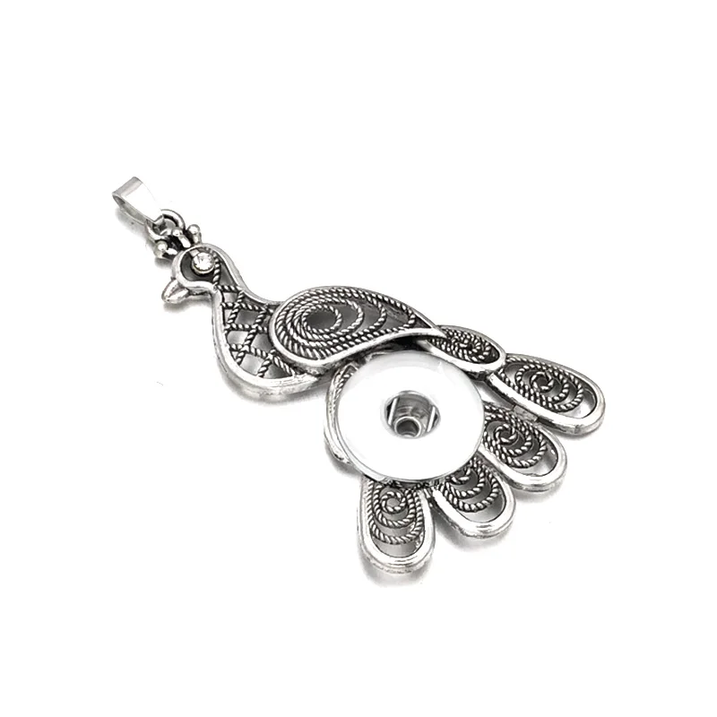 Модные Сменные цветок Павлин имбирь ожерелье 055 Fit 18 мм Кнопка ожерелье с подвеской ювелирные изделия для женщин подарок