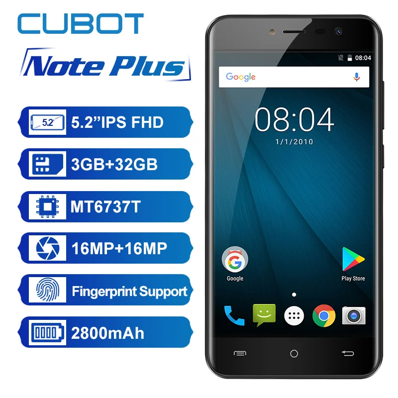 Оригинальный Cubot Note Plus отпечатков пальцев 5 2 дюймов FHD MT6737T четырехъядерный