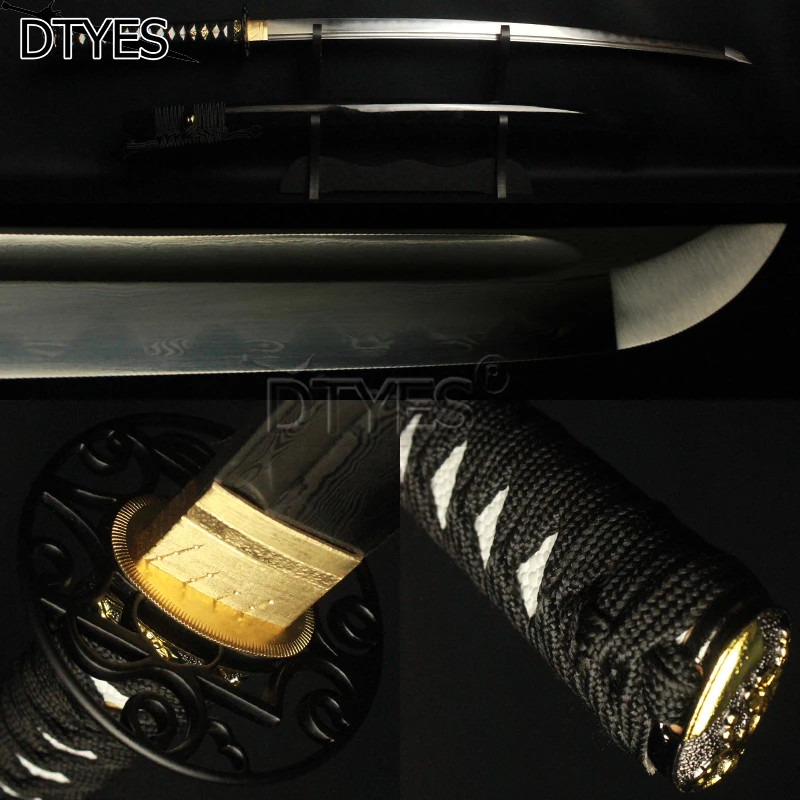 Damascus Folded Steel Clay Tempered Obvious Real Beautiful Hamon 10 Times 1024 Layers Blade Japanese Samurai Katana Sword | Дом и сад