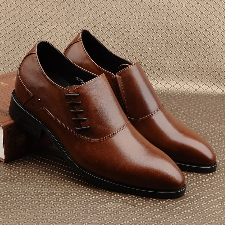 Homme 2 1 Véritable Automne En Augmenter Cuir Mode De Richelieus Mariage Lace Up Chaussures Derby 2018 Mâle Printemps Side Hauteur Italie D'affaires rRq1grf