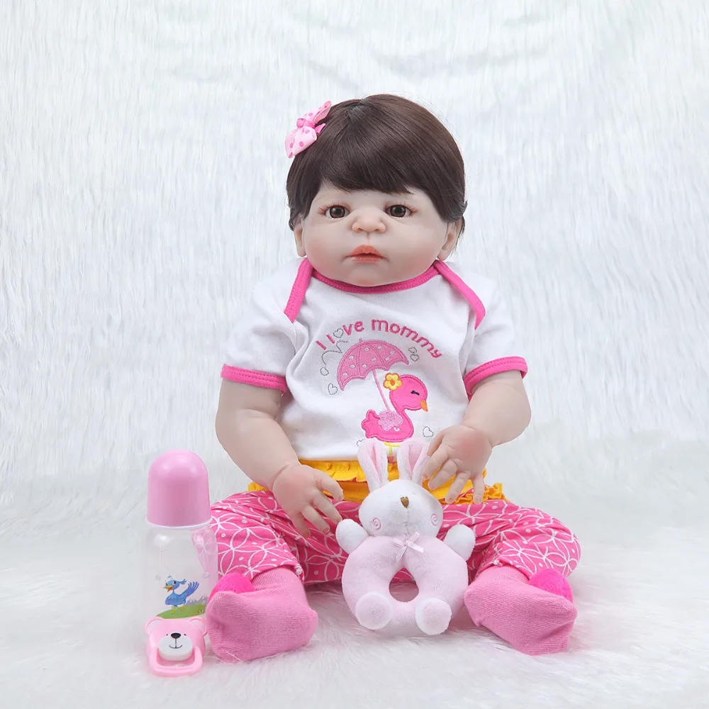 

Forrsdor 57cm popular Christmas gifts simulation newborn baby girl short hair bebe bonecascaa silicone reborn baby dolls