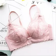 

2018 Comfortable Lace-Trim Lace Underwear Gathers Sweet Breathable Adjustable Detachable Shoulder Strap Ladies Bra