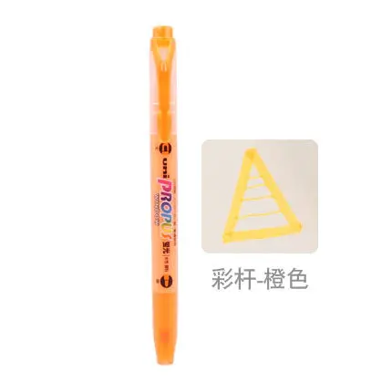 PUS-102T PROPUS Uni хайлайтер маркер 10 цветов окно мягкий цвет двухсторонний 4,0 мм/0,4 мм круглый/косой для офиса школы - Цвет: Orange