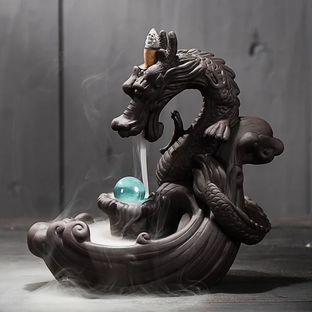 Ceramic Backflow Incense Burner Creative Home Decor Dragon Ceramic Backflow Incense Burner Creative Home Decor Dragon Holder Censer With Crystal Ball 20pcs