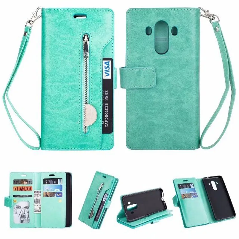 For Huawei Mate10 Pro Case Multi-function Wallet Cover Card Holders Zipper Leather Phone Case for Mate 10 Lite Fundas 