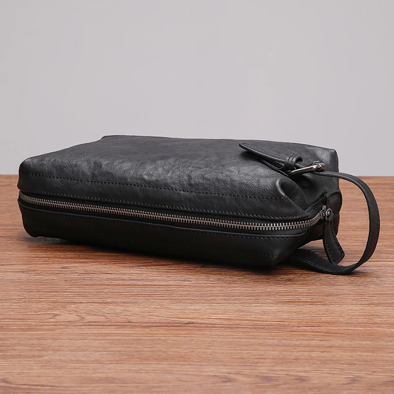 AETOO Handbag men's leather trendy fashion business casual mobile phone pack large capacity men's cowhide handbag