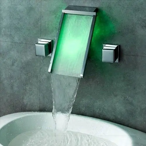 Faucets Bathtub Faucet LED Waterfall Chrome Brass JN6410 Wall Mounted Singel Handle Sink Mixers &amp Taps robinet lavabo au |
