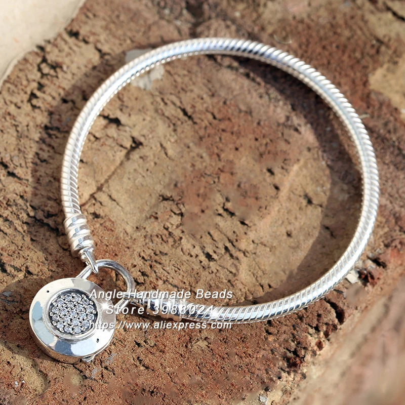 

2018 Spring S925 Silver Moments Silver Padlock Bracelet With Signature Snake Chain Bracelet , Clasp is detachable as pendant