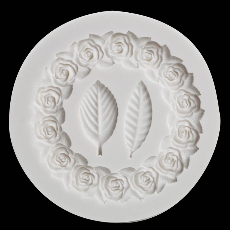 

Mujiang Rose Garland Relief Frame Cake Border Silicone Molds Leaf Fondant Cake Decorating Tools Candy Chocolate Gumpaste Molds